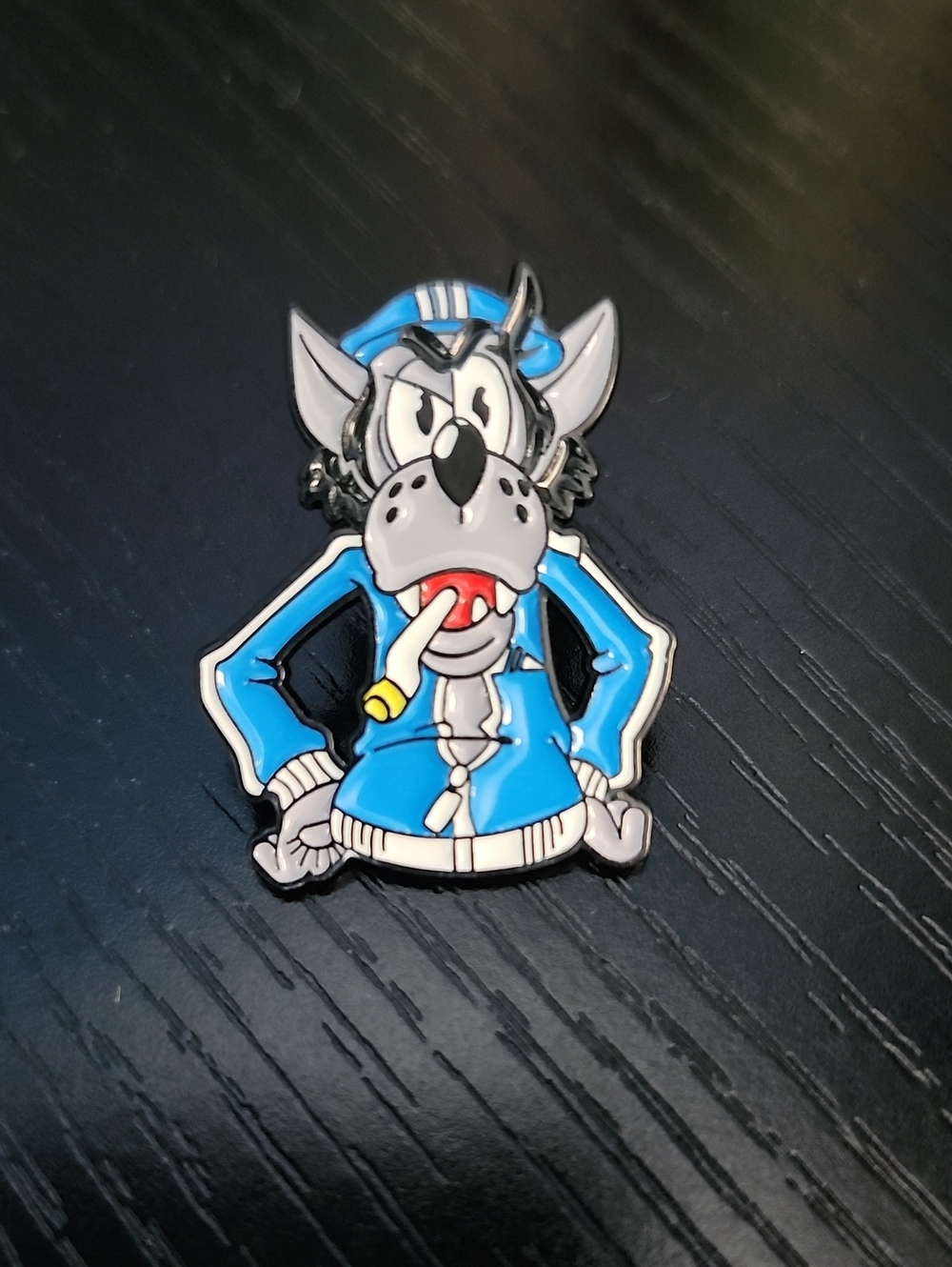 Blue Cartoon Wolf Enamel Pin